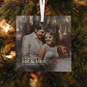 Stijlvol onze eerste Kerstmis als Mr & Mrs Foto Glas Ornament