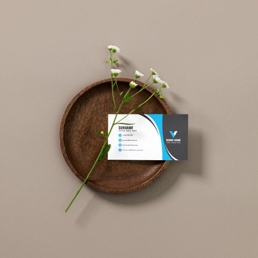 Stijlvol opvallend blauw visitekaartje