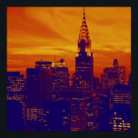 Stijlvol Oranje Blue Retro Pop Art New York Poster<br><div class="desc">New York City Midtown Old Style Afbeelding -  New York Artworks</div>