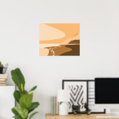 Stijlvol Oranje digitaal kunststrand Poster (Thuiskantoor)