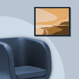 Stijlvol Oranje digitaal kunststrand Poster