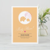 Stijlvol Oranje Elephants Baby shower Kaart (Staand voorkant)