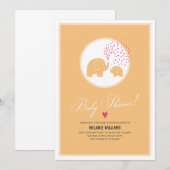 Stijlvol Oranje Elephants Baby shower Kaart (Voorkant / Achterkant)