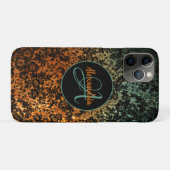 Stijlvol Oranje en groen zwart Floral monogram Case-Mate iPhone Case (Achterkant (horizontaal))