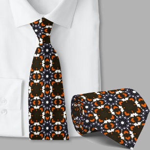 Stijlvol oranje en zwart retro patroon stropdas