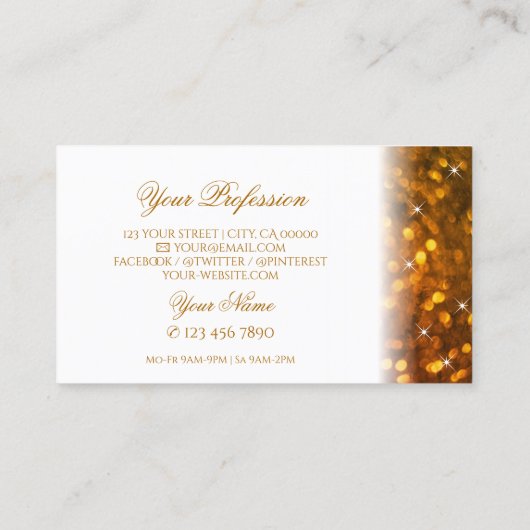 Stijlvol Oranje glitter Glamoureus Visitekaartje (Achterkant)