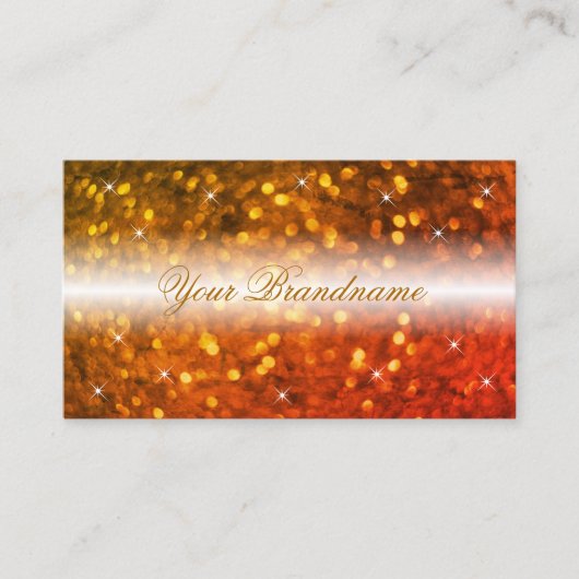 Stijlvol Oranje glitter Glamoureus Visitekaartje (Voorkant)