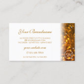 Stijlvol Oranje glitter-Initialen Visitekaartje (Achterkant)