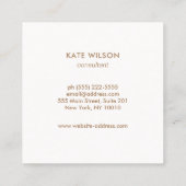 Stijlvol Oranje goudpatroon Vierkante Visitekaartje (Achterkant)