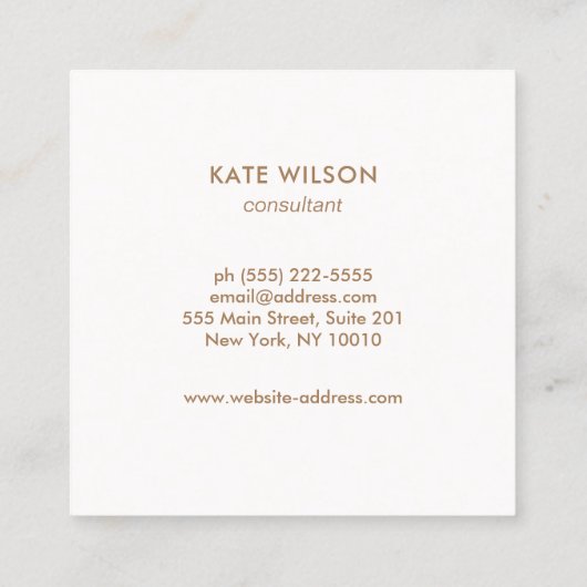 Stijlvol Oranje goudpatroon Vierkante Visitekaartje (Achterkant)