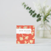 Stijlvol Oranje goudpatroon Vierkante Visitekaartje (Staand voorkant)