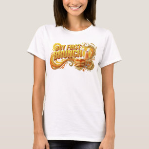 Stijlvol Oranje MAAR EERST BRUNCH Tekst Ontwerp T-shirt