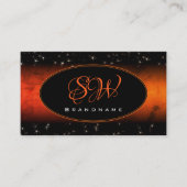 Stijlvol Oranje marmer Black Glitter Stars Initial Visitekaartje (Voorkant)