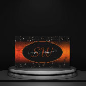 Stijlvol Oranje marmer Black Glitter Stars Monogra Visitekaartje