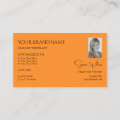 Stijlvol Oranje met monogram en fotoafbeelding Visitekaartje (Achterkant)