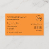 Stijlvol Oranje met monogram en Logo modern Visitekaartje (Achterkant)