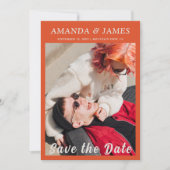 Stijlvol Oranje paar Volledige foto Sla de datum o Kaart (Voorkant)