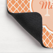 Stijlvol Oranje Quatrefoil monogram met naam Muismat (Hoek)