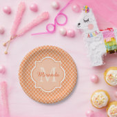 Stijlvol Oranje Quatrefoil monogram met naam Papieren Bordje (Feest)