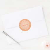 Stijlvol Oranje Quatrefoil monogram met naam Ronde Sticker (Envelop)