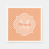 Stijlvol Oranje Quatrefoil monogram met naam Servetten (Voorkant)
