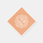 Stijlvol Oranje Quatrefoil monogram met naam Servetten (Hoek)