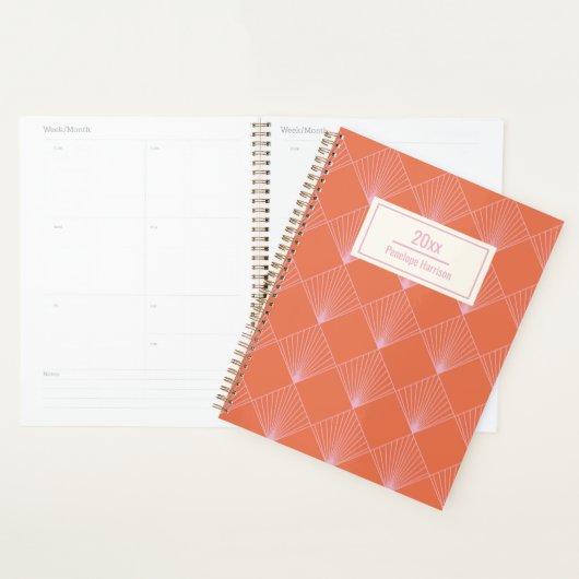 Stijlvol Oranje roze kunstdeco op maat Planner (Display)
