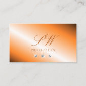 Stijlvol Oranje Silver Sparking Diamonds Monogram Visitekaartje (Voorkant)