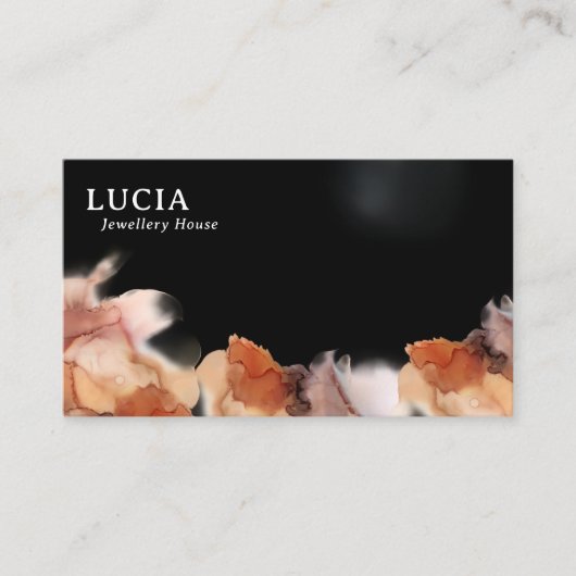 Stijlvol Oranje Waterverf Ink Black Visitekaartje (Voorkant)