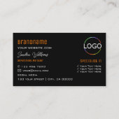 Stijlvol Oranje zwart met monogram en Logo Visitekaartje (Achterkant)