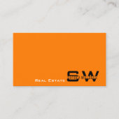 Stijlvol Oranje zwart modern met eenvoudig monogra Visitekaartje (Voorkant)