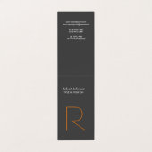 Stijlvol Oranje zwart monogram Visitekaartje (Buitenkant ongevouwen)