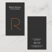 Stijlvol Oranje zwart monogram Visitekaartje (Voorkant / Achterkant)