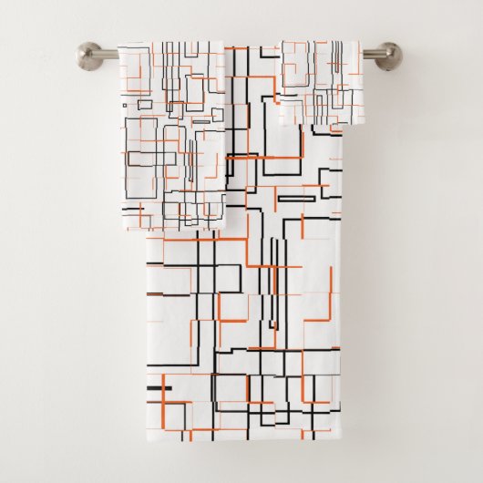 Stijlvol Oranje zwart patroon Bad Handdoek (Insitu)