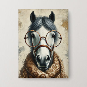 Stijlvol paard met bril – Grappige kunst Button