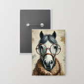 Stijlvol paard met bril – Grappige kunst Button (Voorkant / Achterkant)