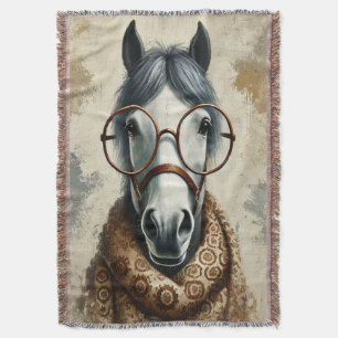 Stijlvol paard met bril – Grappige kunst Deken