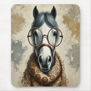 Stijlvol paard met bril – Grappige  kunst Muismat