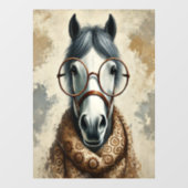 Stijlvol paard met bril – Grappige  kunst Raamsticker (Vel)