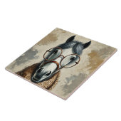 Stijlvol paard met bril – Grappige kunst Tegeltje (Zijkant)