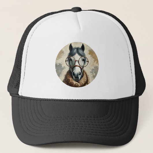 Stijlvol paard met bril – Grappige  kunst Trucker Pet (Voorkant)
