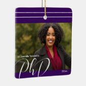 Stijlvol Paars Afstuderen Foto PhD Keramisch Ornament (Rechts)