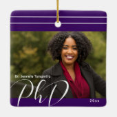 Stijlvol Paars Afstuderen Foto PhD Keramisch Ornament (Achterkant)