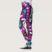 Stijlvol Paars blauw abstract ontwerp met hoge Mod Leggings (Links)
