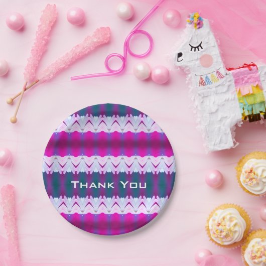 Stijlvol Paars Blauwgroen en roze gebarsten Papieren Bordje (Feest)