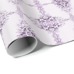 Stijlvol paars bloemen inpakpapier