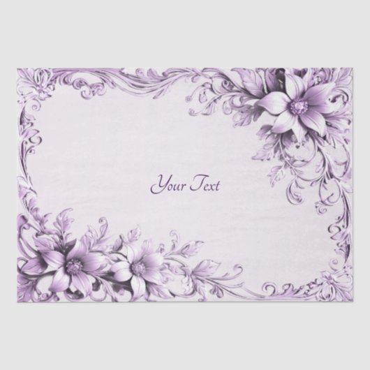 Stijlvol paars bloemen tissuepapier (Voorkant)