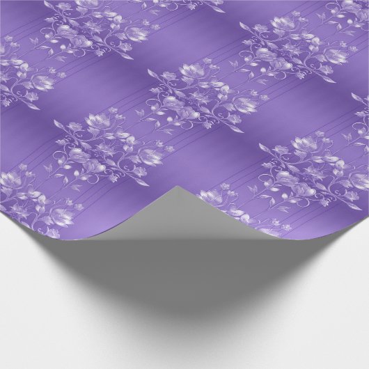 Stijlvol paars bloemmotief inpakpapier (Hoek)