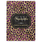 Stijlvol Paars- en goudoliepleopardmonogram Klembord (Achterkant)