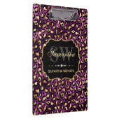 Stijlvol Paars- en goudoliepleopardmonogram Klembord (Rechts)